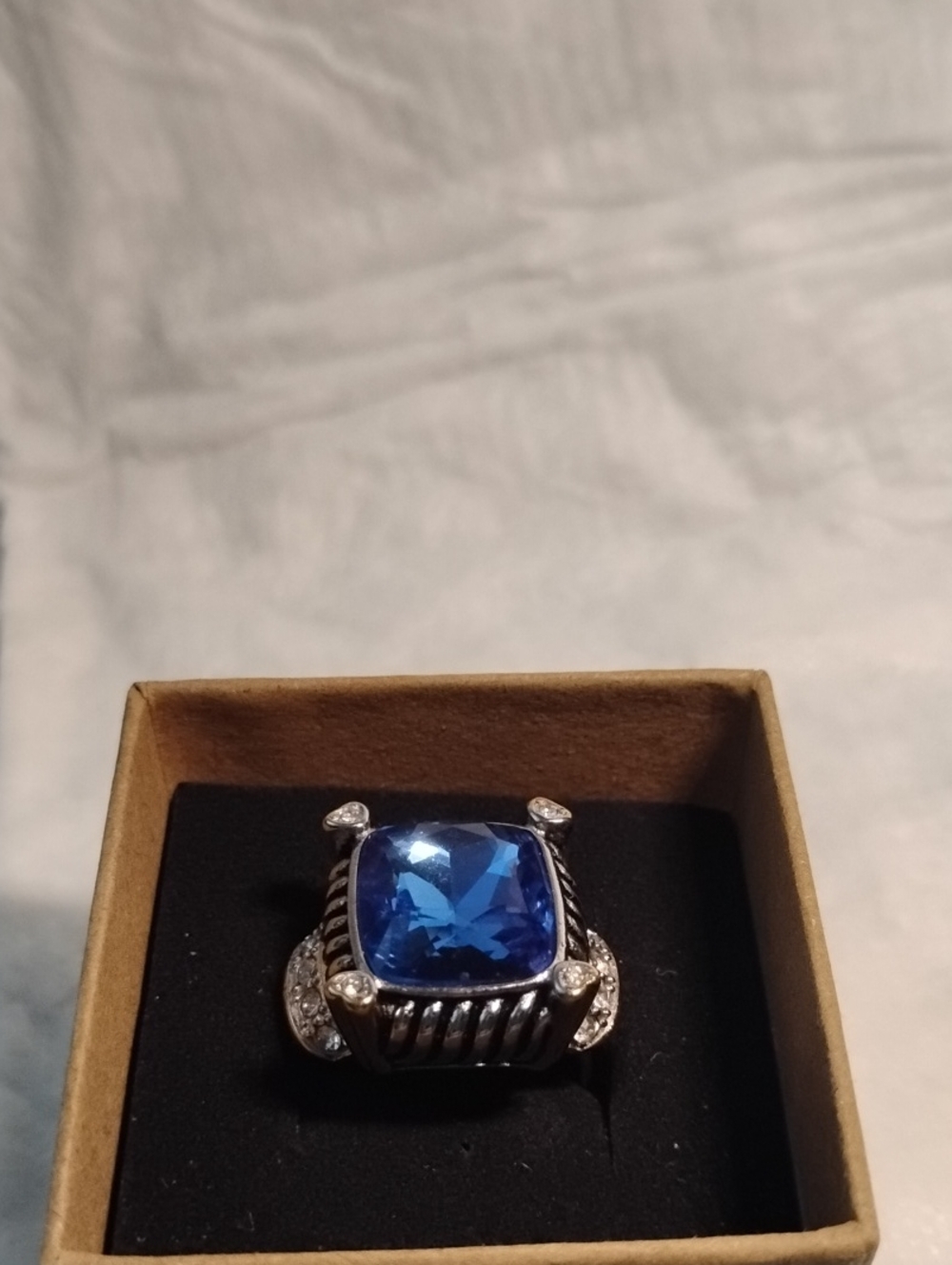 Emma Skye Blue Colored 2-Tone Crystal Ring Size 9